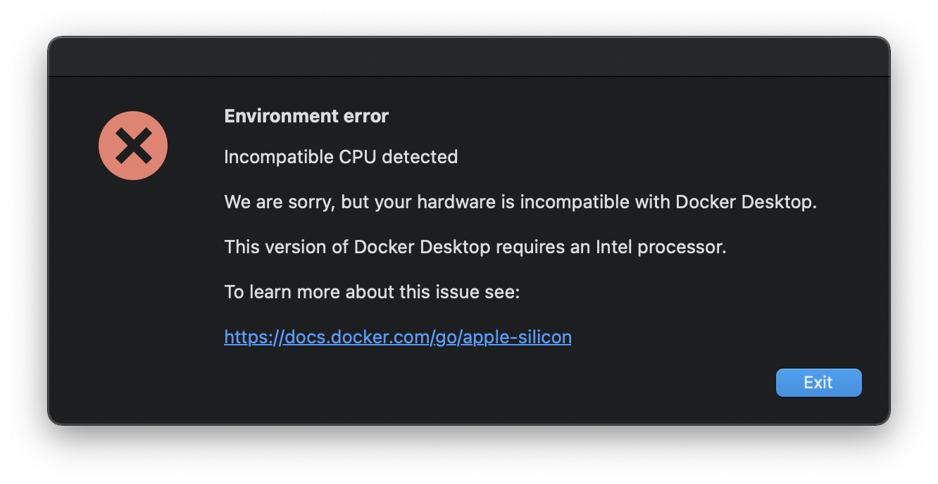Docker Desktop 실행 불가 화면